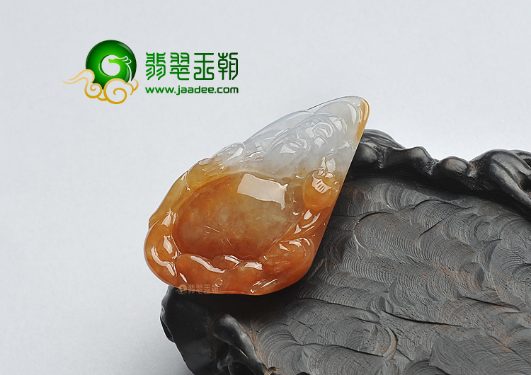 糯冰种红黄翡缅甸翡翠A货财神挂件