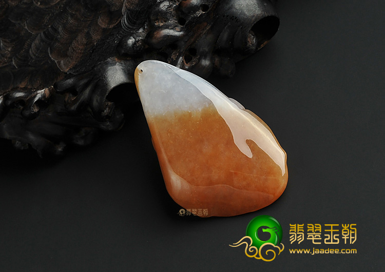 糯冰种红黄翡缅甸翡翠A货财神挂件