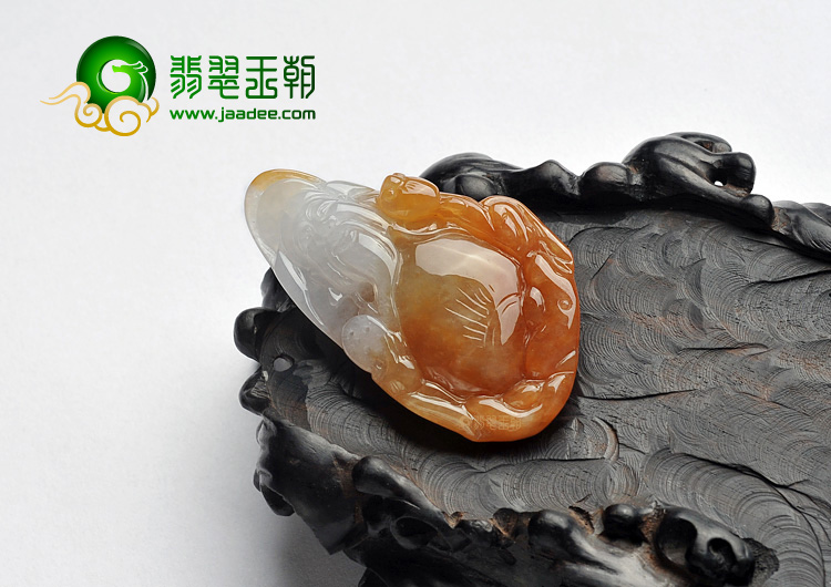 糯冰种红黄翡缅甸翡翠A货财神挂件