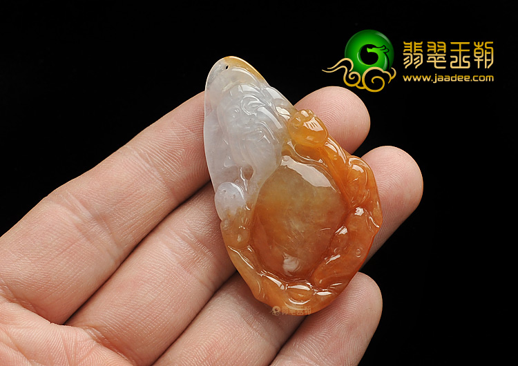 糯冰种红黄翡缅甸翡翠A货财神挂件