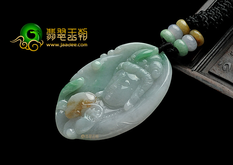 糯冰种三彩缅甸翡翠A货观音头挂件