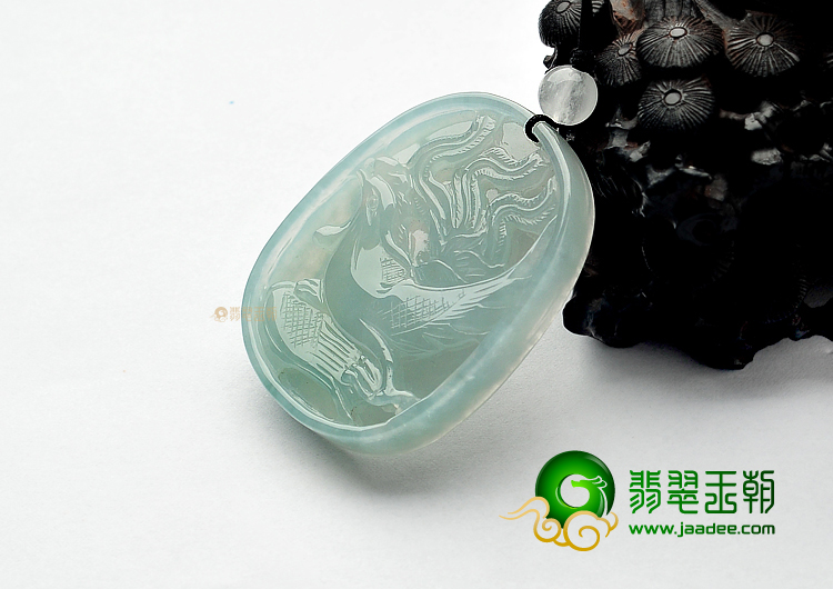 冰种晴水缅甸翡翠A货龙凤牌挂件