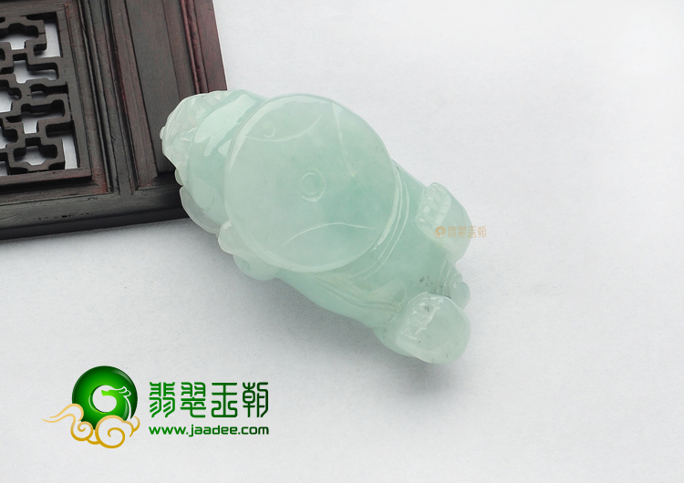 糯冰种晴水缅甸翡翠A货招财进宝挂件