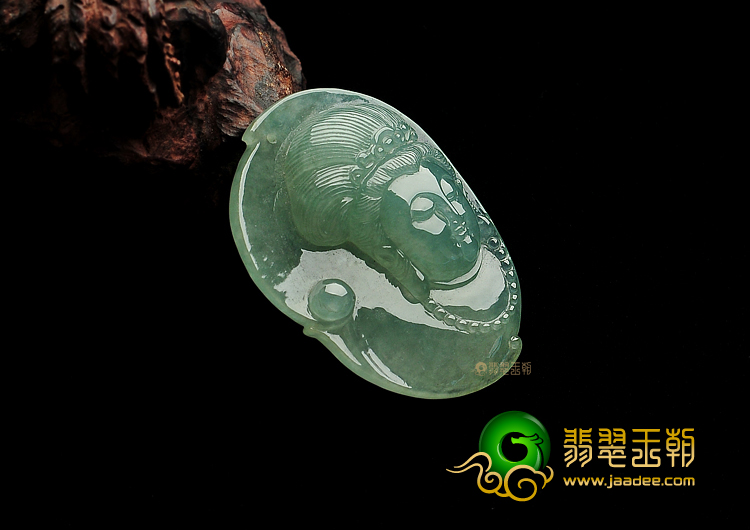 冰种晴水缅甸翡翠A货观音头挂件