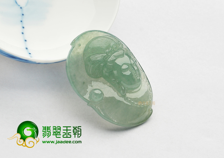 冰种晴水缅甸翡翠A货观音头挂件