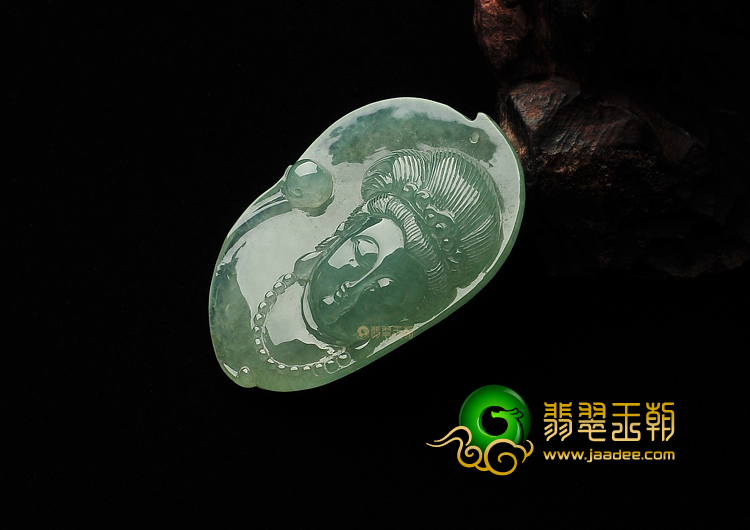 冰种晴水缅甸翡翠A货观音头挂件