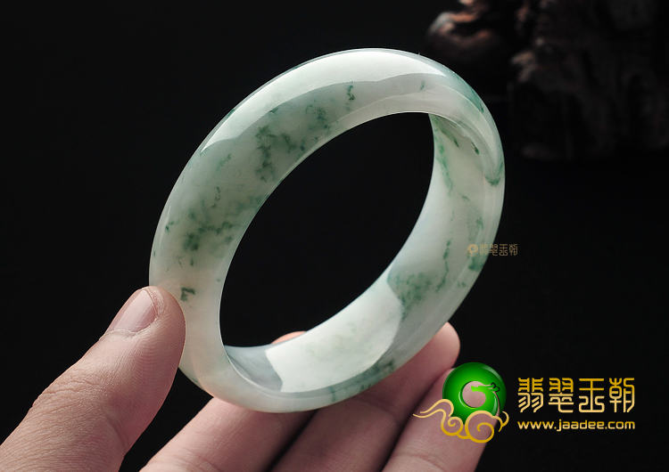 糯冰种飘花缅甸翡翠A货手镯(59.3mm)