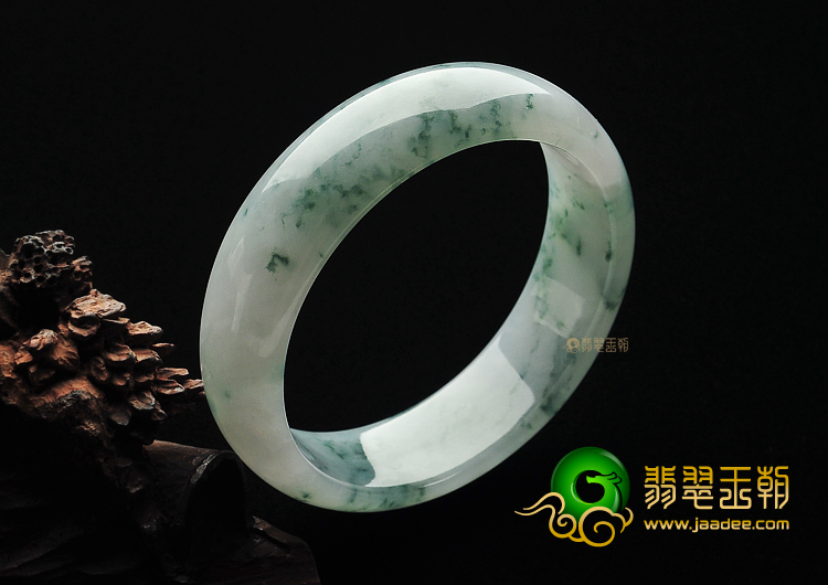 糯冰种飘花缅甸翡翠A货手镯(59.3mm)