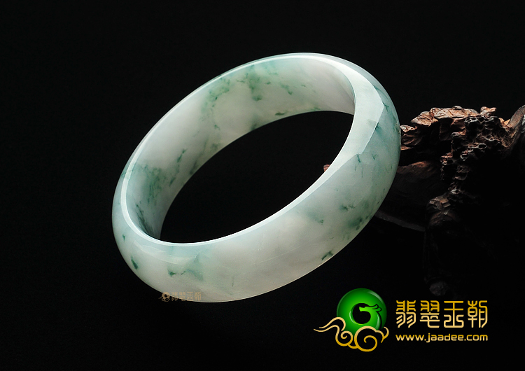 糯冰种飘花缅甸翡翠A货手镯(59.3mm)