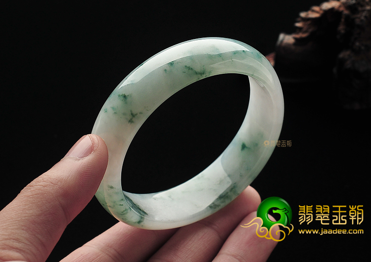 糯冰种飘花缅甸翡翠A货手镯(59.5mm)