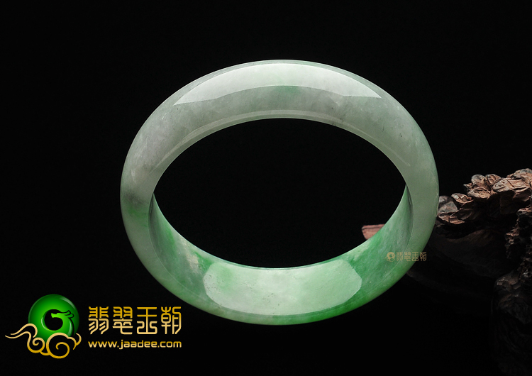糯冰种飘翠缅甸翡翠A货手镯(56.8mm)
