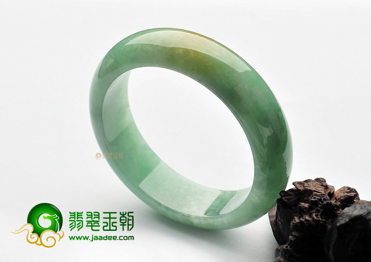 糯冰种淡黄加绿缅甸翡翠A货手镯(56.4mm)