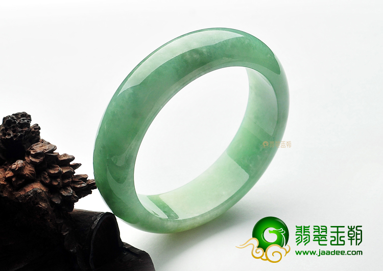 糯冰种淡黄加绿缅甸翡翠A货手镯(56.4mm)