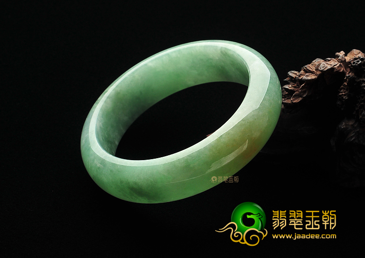 糯冰种淡黄加绿缅甸翡翠A货手镯(56.4mm)