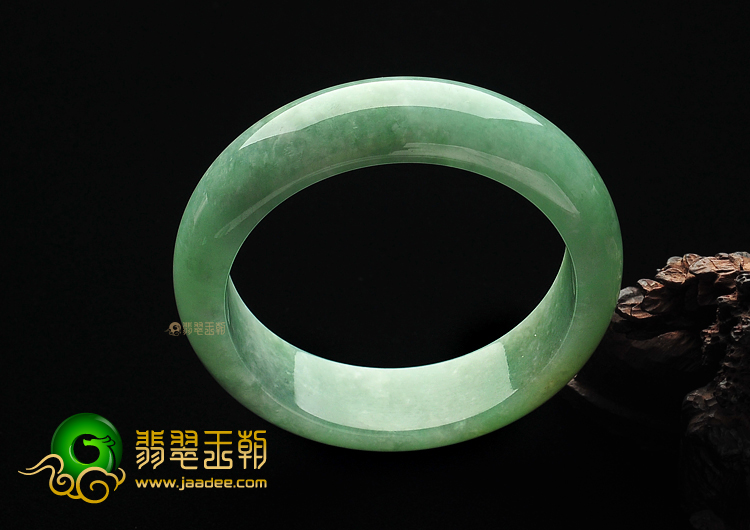 糯冰种淡黄加绿缅甸翡翠A货手镯(56.4mm)