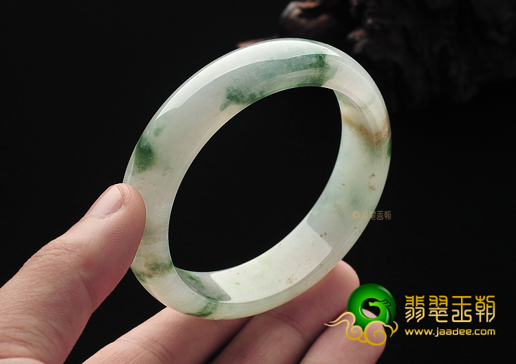 冰种飘花缅甸翡翠A货手镯(58.9mm)