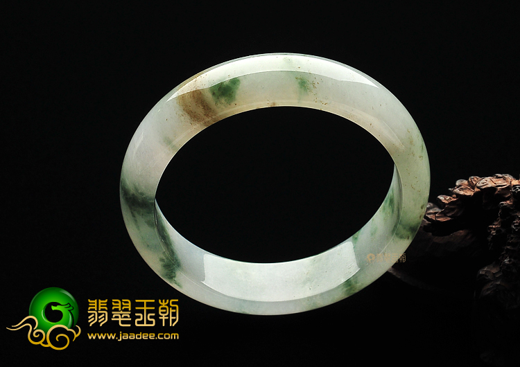 冰种飘花缅甸翡翠A货手镯(58.9mm)