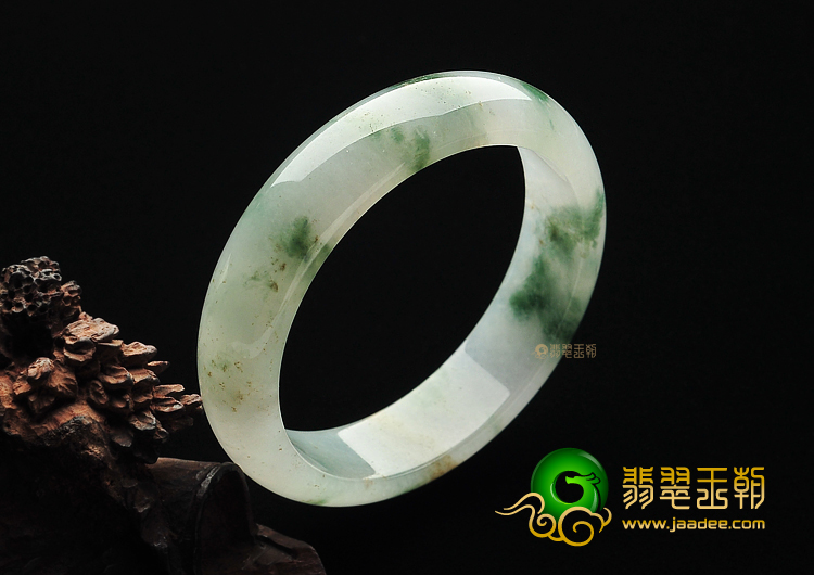 冰种飘花缅甸翡翠A货手镯(58.9mm)