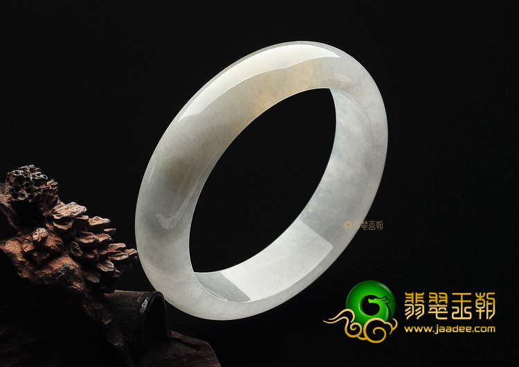 冰种略带黄翡缅甸翡翠A货手镯(58.8mm)