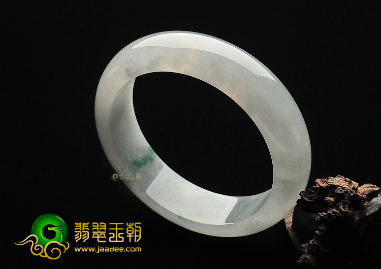 冰种略飘花缅甸翡翠A货手镯(57.5mm)