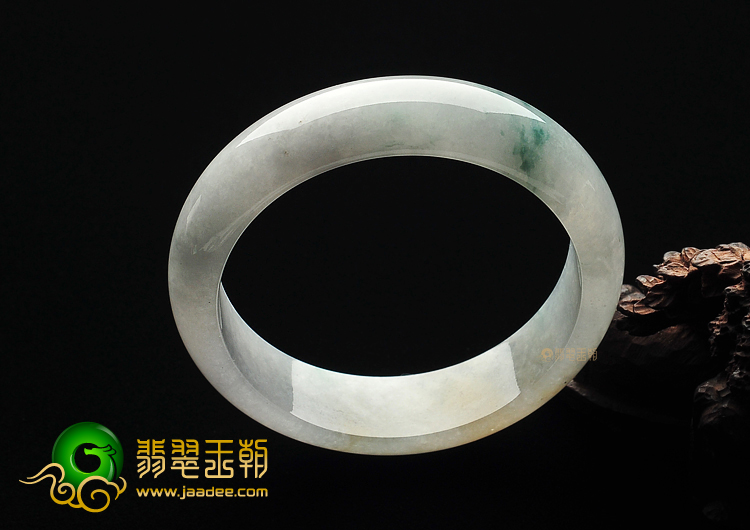 冰种飘花带黄翡缅甸翡翠A货手镯(58.7mm)