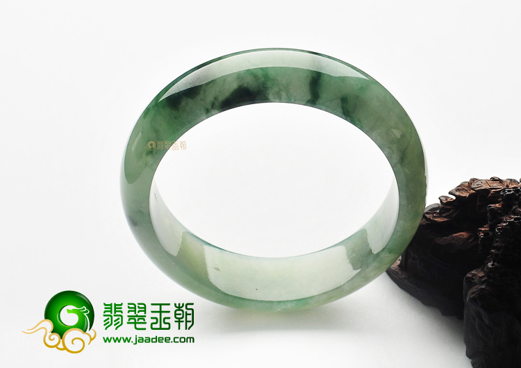 冰种飘花缅甸翡翠A货手镯(57.9mm)