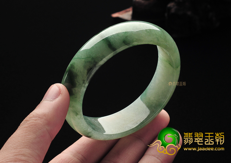 冰种飘花缅甸翡翠A货手镯(57.9mm)