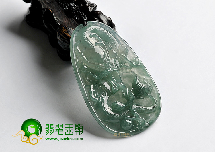 (超值推荐)冰种晴水缅甸翡翠A货龙牌挂件(一对)