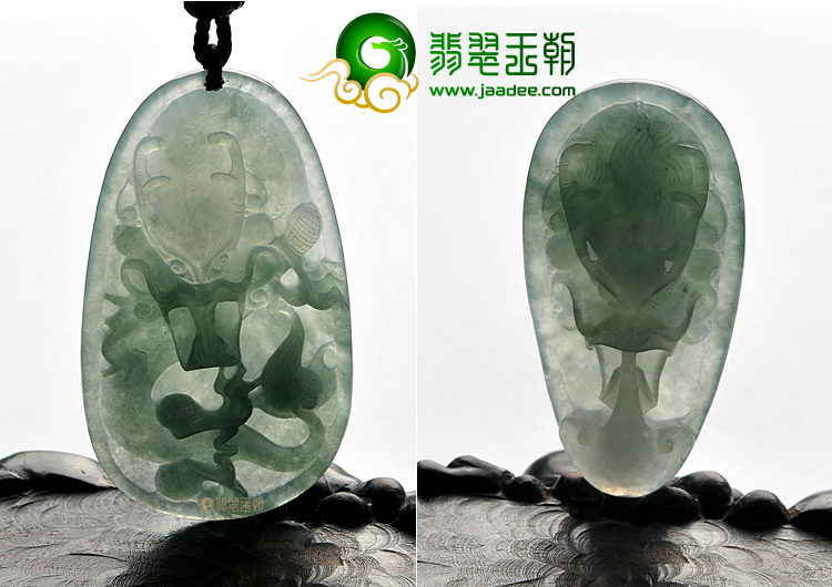 (超值推荐)冰种晴水缅甸翡翠A货龙牌挂件(一对)