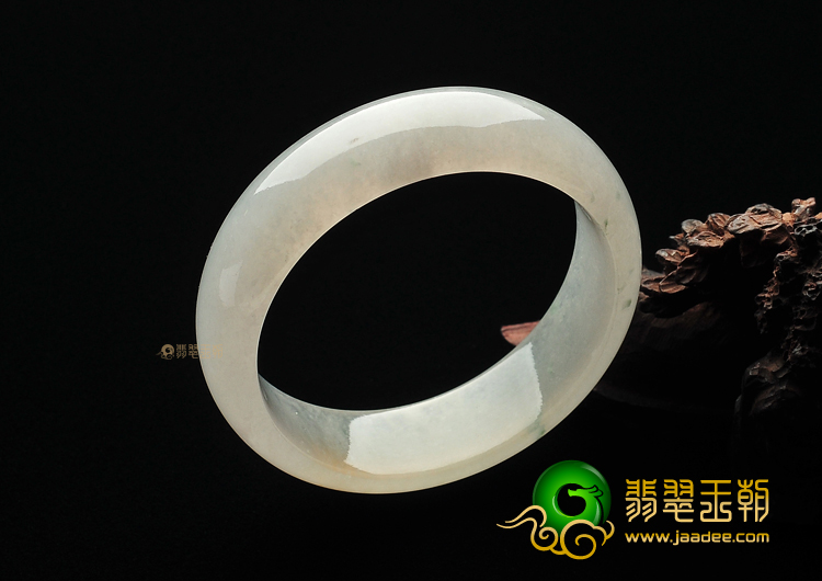 冰种略飘花缅甸翡翠A货手镯(52.2mm)