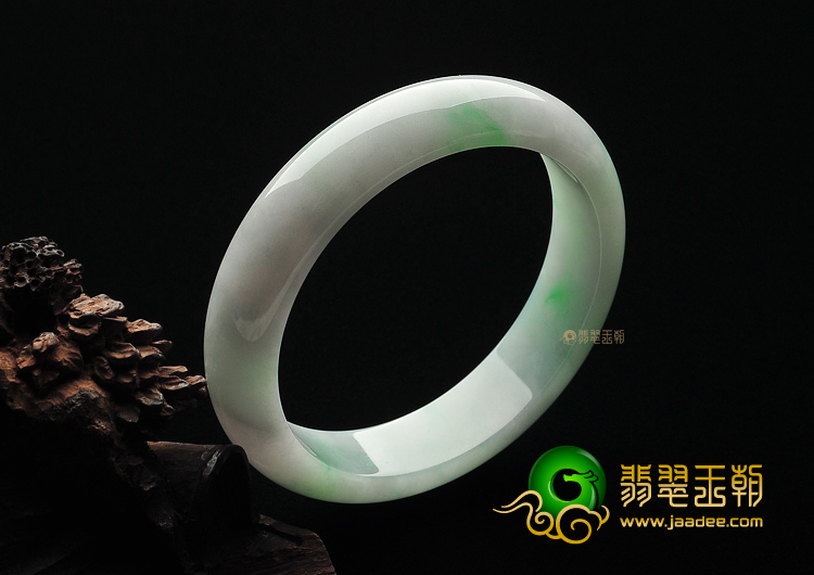 糯冰种飘翠缅甸翡翠A货手镯(56.9mm)