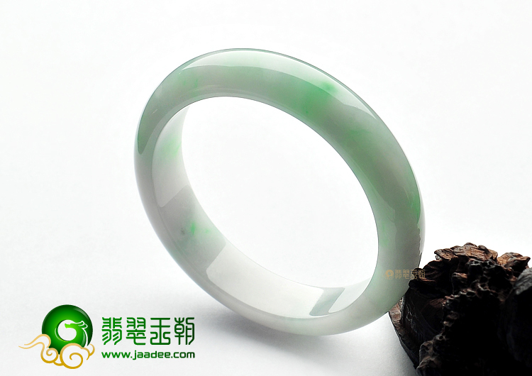 糯冰种飘翠缅甸翡翠A货手镯(56.9mm)