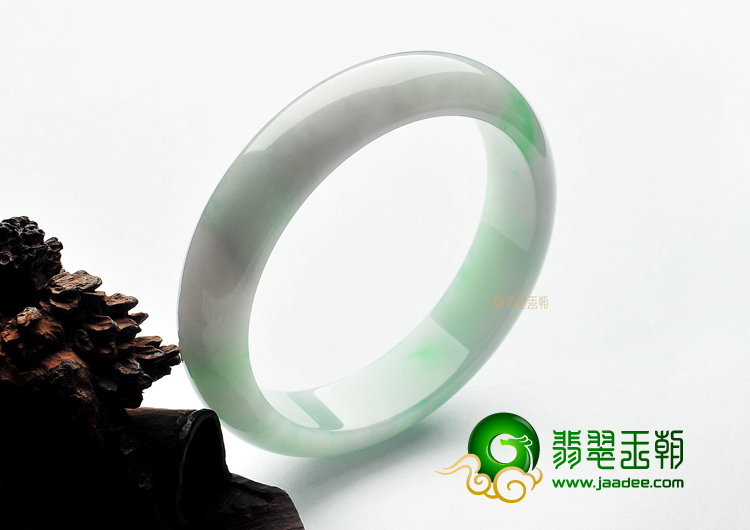 糯冰种飘翠缅甸翡翠A货手镯(56.9mm)