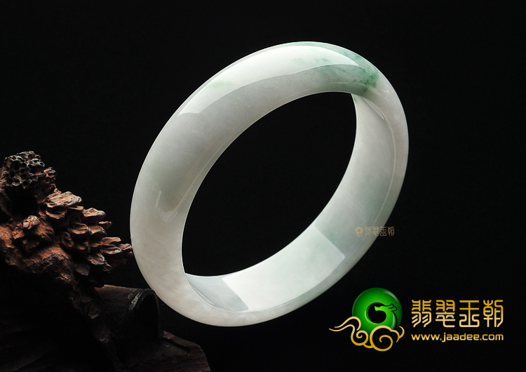 糯冰种飘花缅甸翡翠A货手镯(60.5mm)