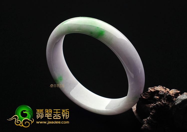 糯冰种春带彩缅甸翡翠A货手镯(58.5mm)