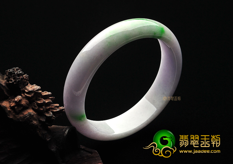 糯冰种春带彩缅甸翡翠A货手镯(58.5mm)