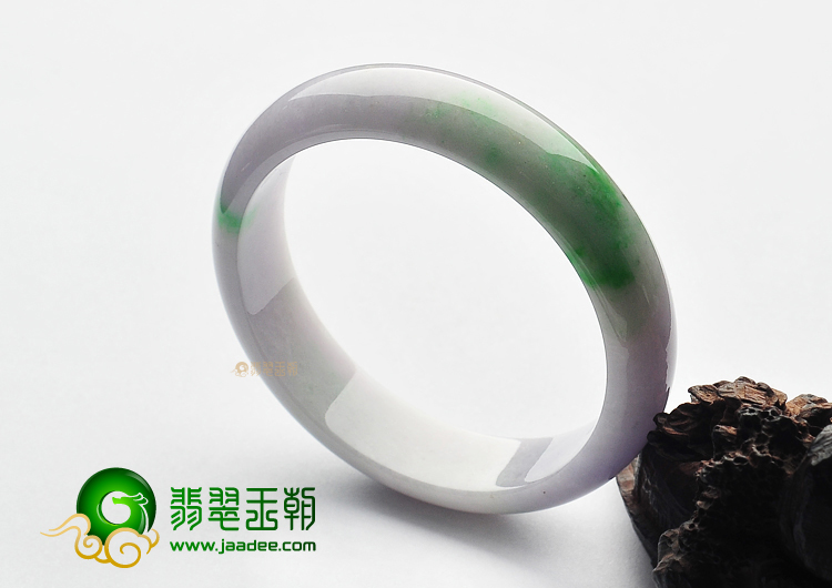 糯冰种春带彩缅甸翡翠A货手镯(58.5mm)