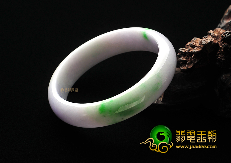 糯冰种春带彩缅甸翡翠A货手镯(58.5mm)