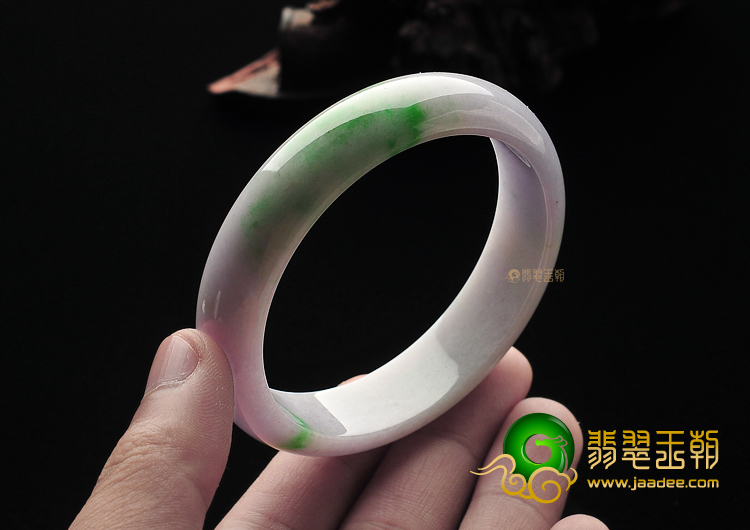 糯冰种春带彩缅甸翡翠A货手镯(58.5mm)