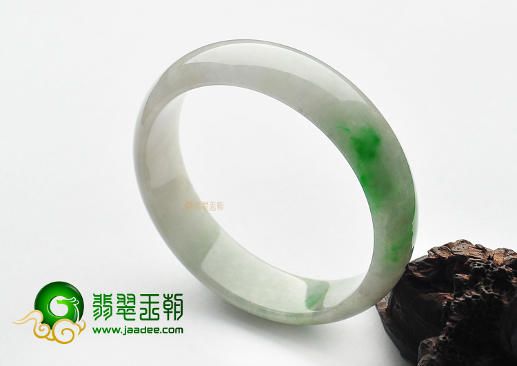 糯冰种飘翠缅甸翡翠A货手镯(58.3mm)