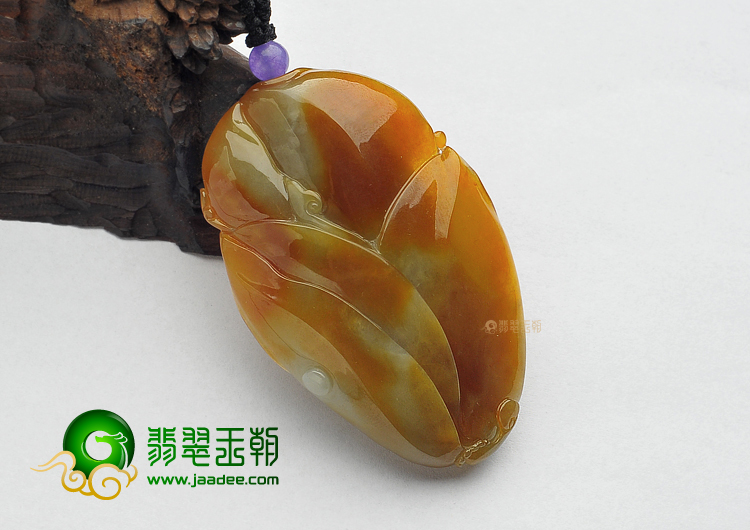 糯冰种褐黄翡缅甸翡翠A货观音头挂件