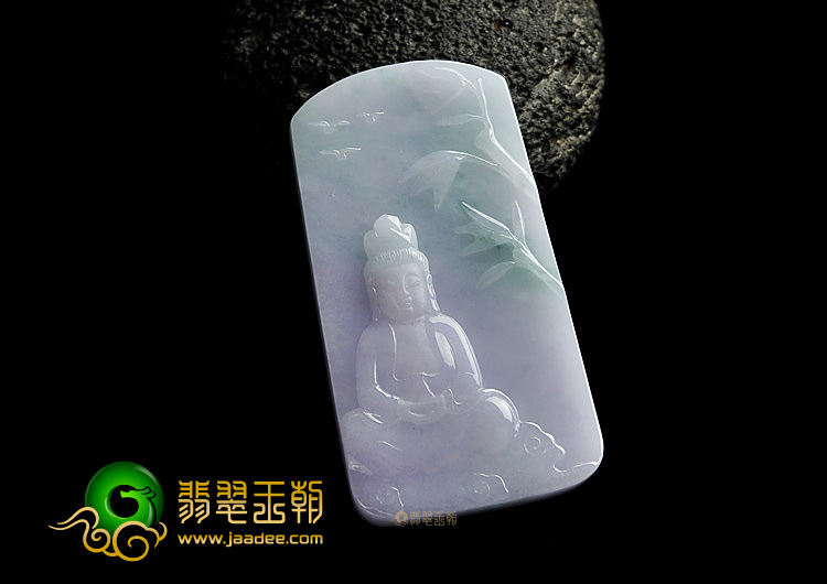 糯冰种春带彩缅甸翡翠A货观音挂件