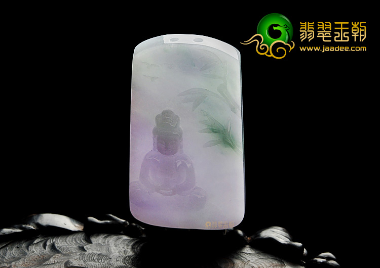糯冰种春带彩缅甸翡翠A货观音挂件