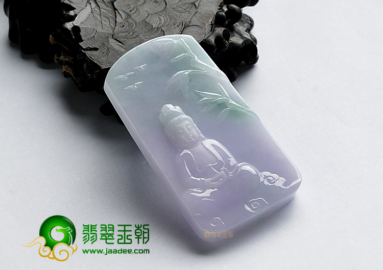 糯冰种春带彩缅甸翡翠A货观音挂件