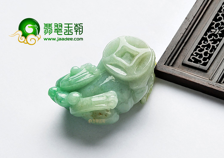 糯冰种黄加绿缅甸翡翠A货貔貅挂件