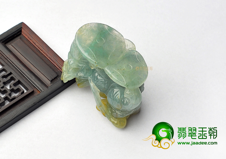 糯冰种晴水黄翡缅甸翡翠A货貔貅挂件