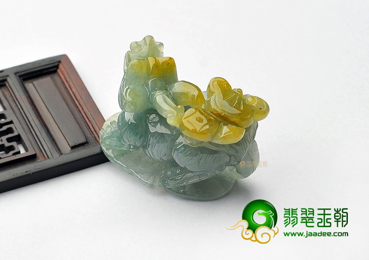 糯冰种晴水黄翡缅甸翡翠A货貔貅挂件