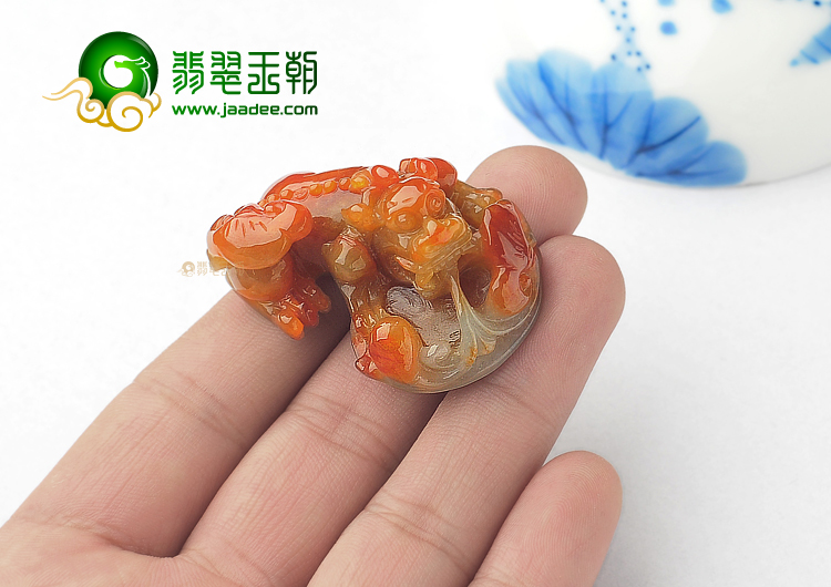 糯冰种褐红翡缅甸翡翠A货貔貅挂件