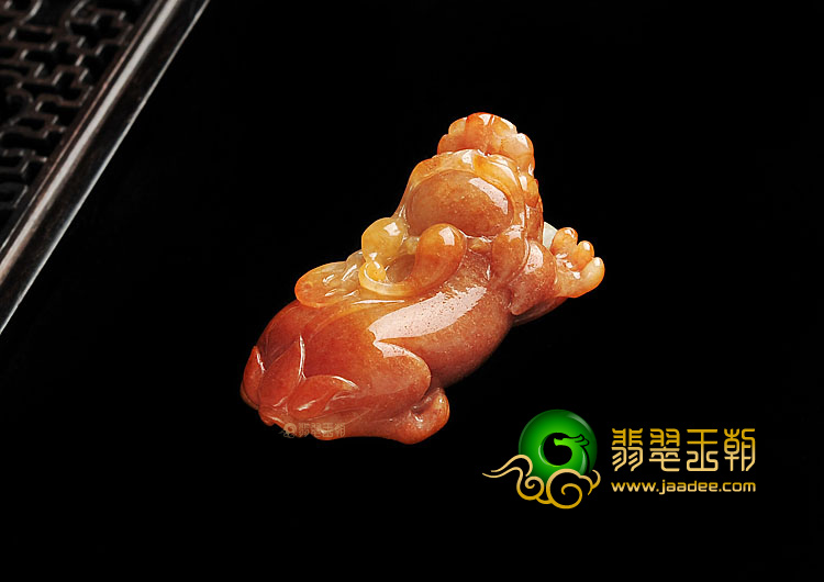 糯冰种红黄翡缅甸翡翠A货貔貅挂件