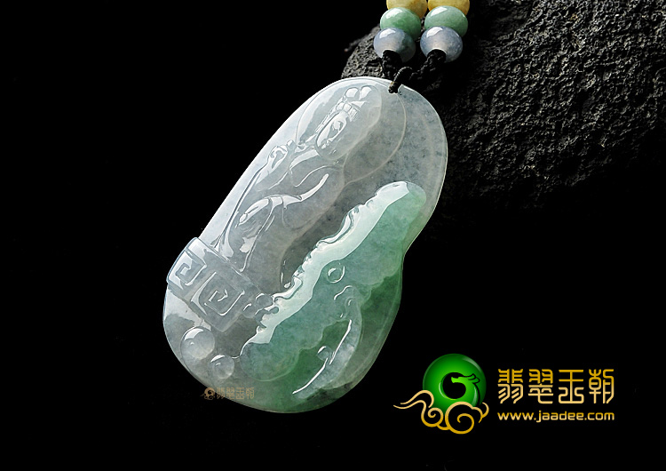 糯冰种飘翠缅甸翡翠A货站观音挂件